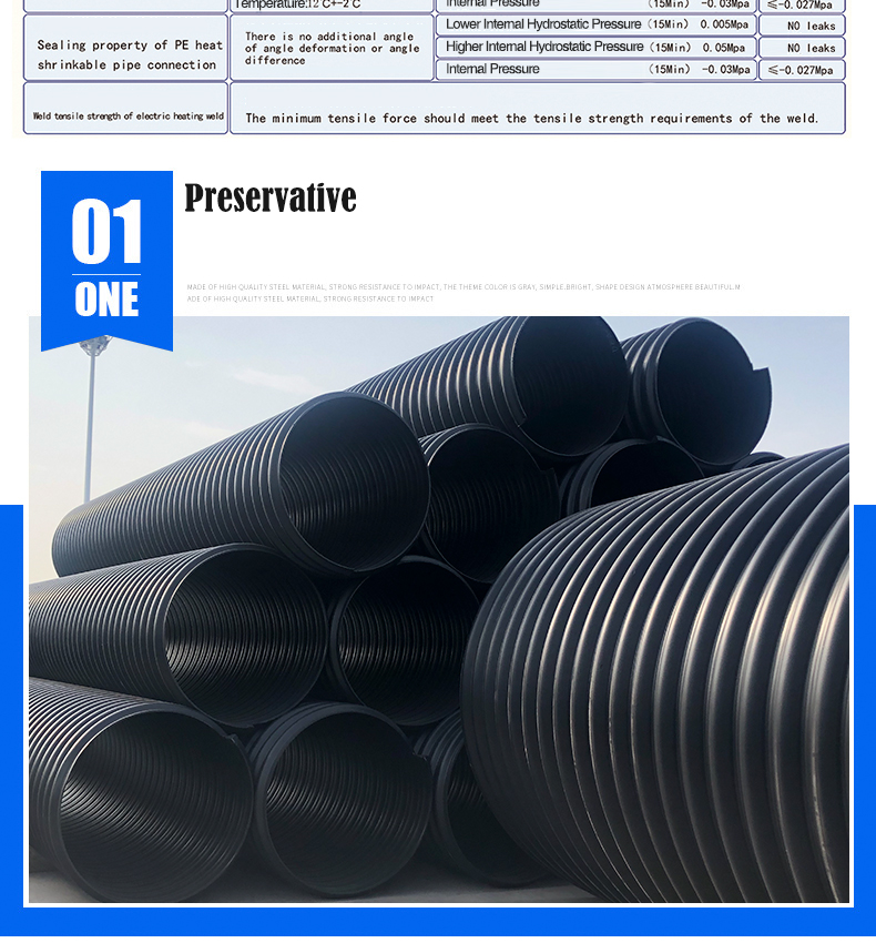 hdpe steel plastic composite pipe steel belt reinforced corrugated pipe